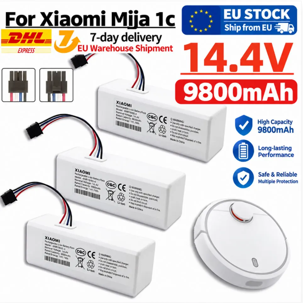 Disponibile in magazzino nell'UE, NUOVA batteria al litio da 14,4 V e 9800 mAh, modello P1904-4S1P-MM, compatibile con l'aspirapolvere Xiaomi Mijia 1C STYTJ01ZHM, accessori di ricambio.