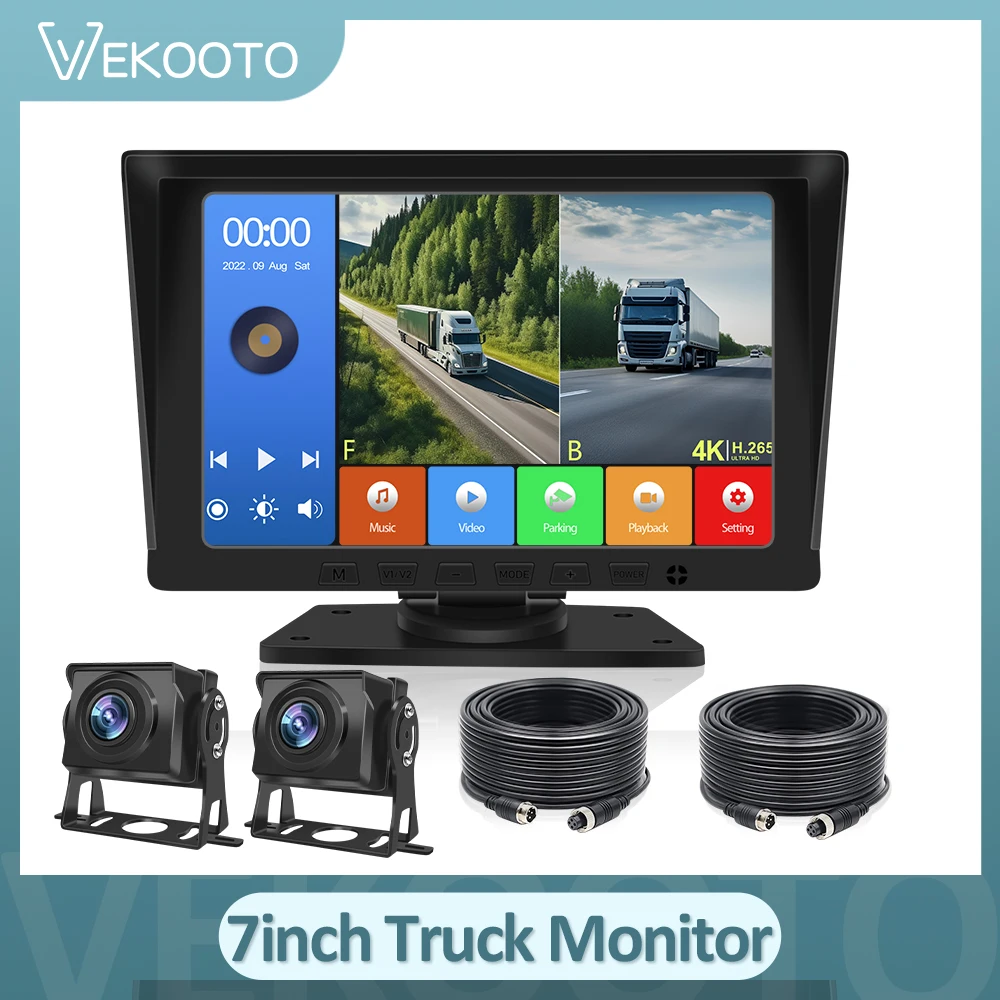 

7 " IPS MP5 Screen Heavy Vehicle Driving Parking Recorder System 2CH AHD Camera For Truck Rear View Monitor HD Night Vision