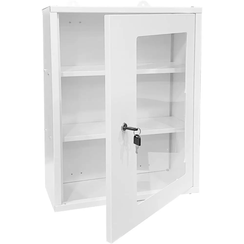 

Metal Wall irst Aid Cabinet with Lock, Medicine Box with Lockable Aacrylic Window (Not Glass), 2 Removable Shelves Included, or