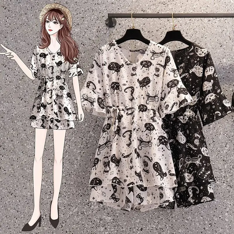 

Летний женский комплект 2025: шифоновый топ и брюки для коррекции фигуры, скрывающий живот, комплект из двух предметов