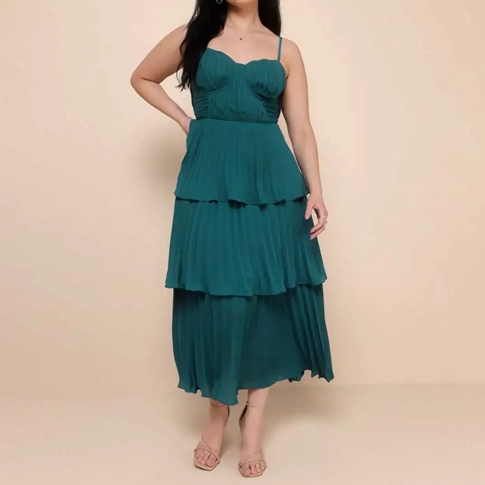 

Elegant Spaghetti Strap Tiered Knee Length Backless Evening Dress Women Formal Prom Dresses Dresses 2025 Cocktail Gowns