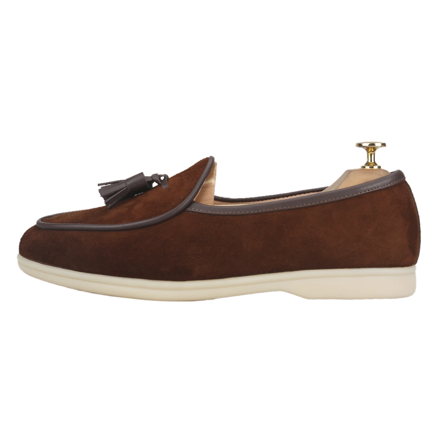 Piergitar Classic Style Cow Suede Handmade Men Tassels Loafers Luxury Brand Same Model Summer Walk Shoes For Daily Casual Wear