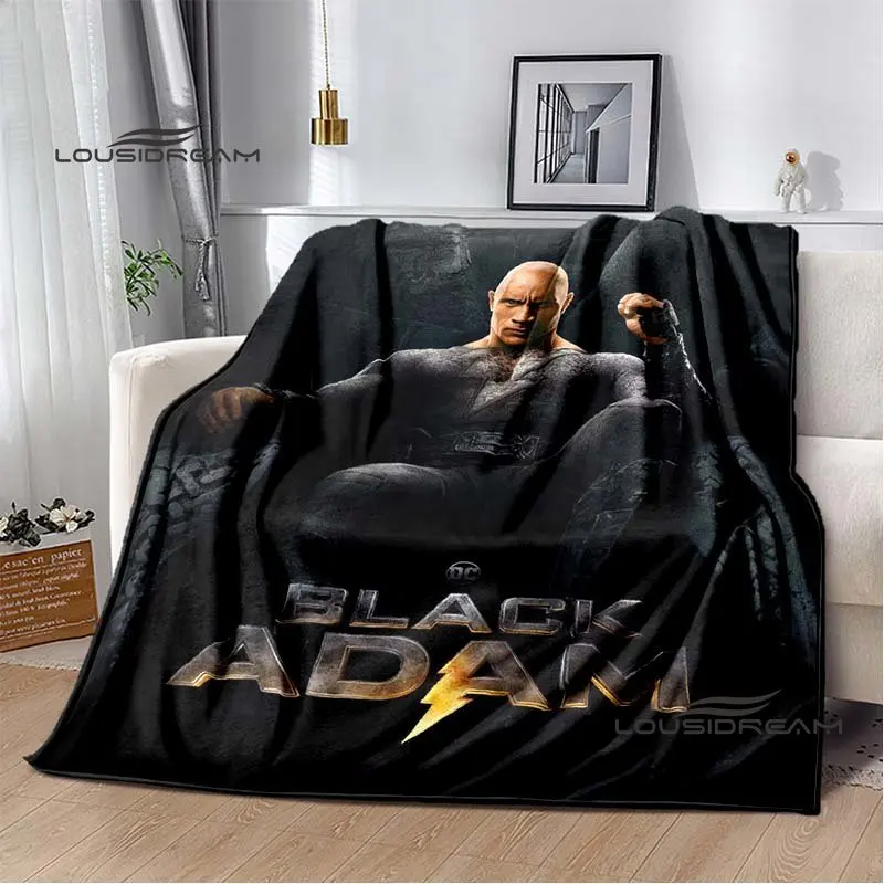 Black Adam Throws Blanket Dwayne Johnson Movie Blanket for Bed Adults and Children Bedroom Living Room Decoration Sofa Warm