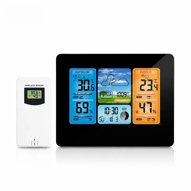 Color Screen Weather Forecast Clock temperature and humidity sensor electronic alarm clock perpetual calendar weather clock