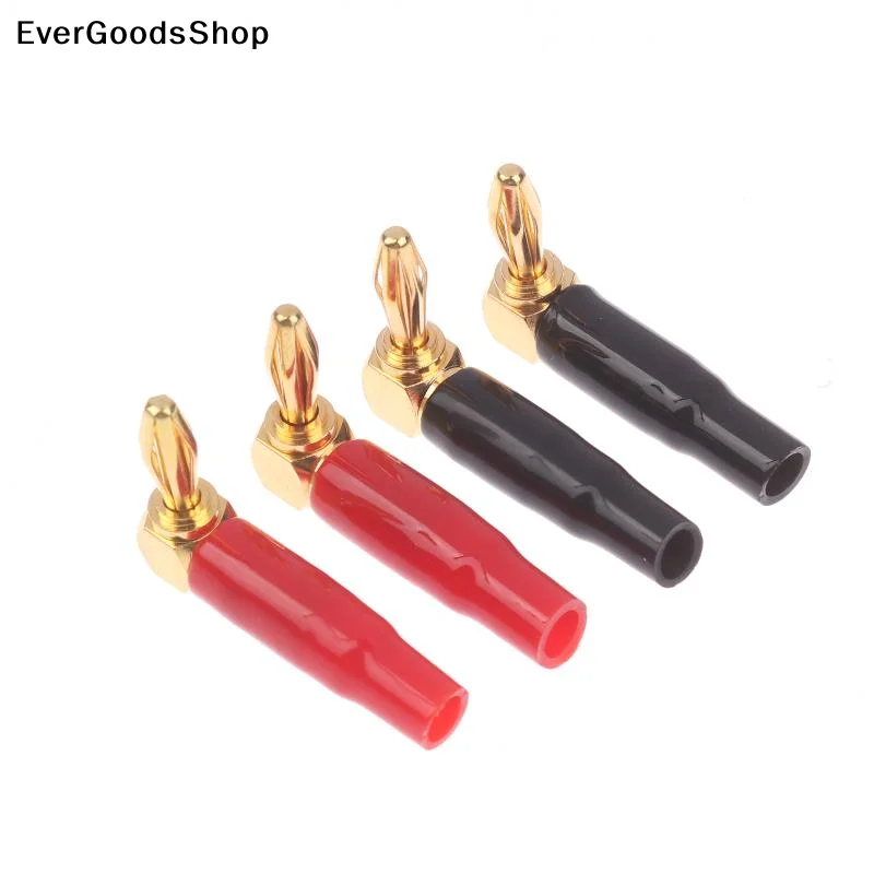 ✦ 4PCS 4mm L-shaped Right Angle Banana Plug Soft Plastic Shell 90 Degree Banana Connector Red Black for Audio Video Speaker