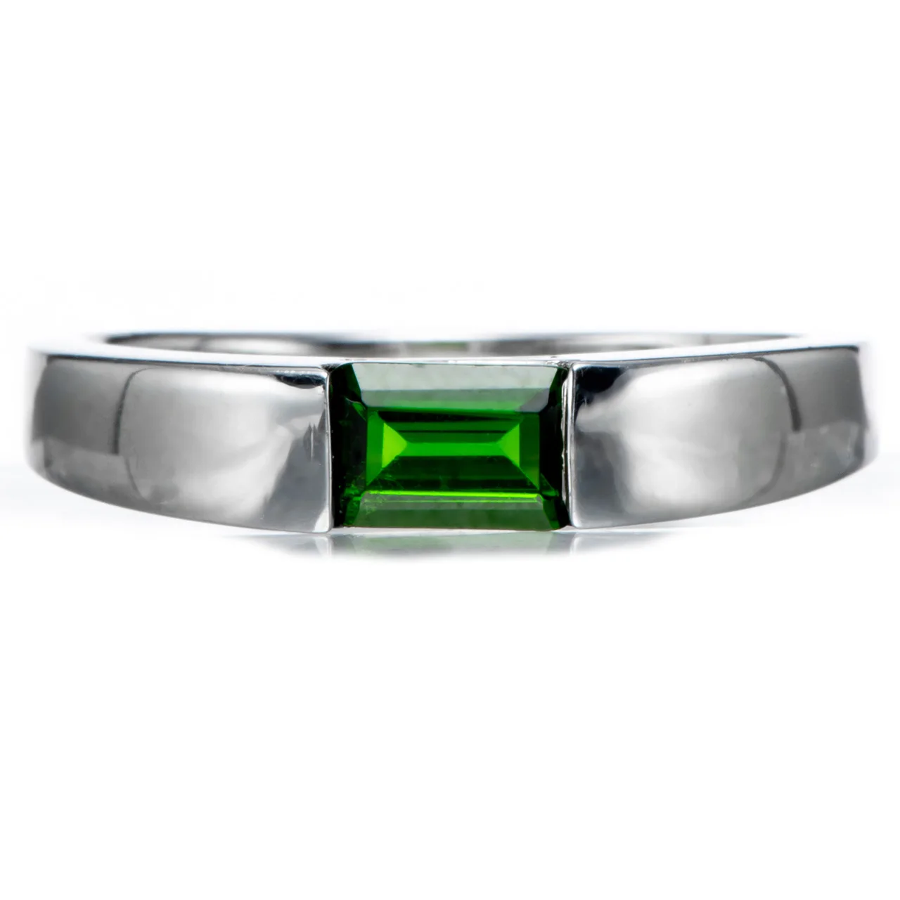 

4 x6mm Chrome diopside Rhodium Over Sterling Silver Ring 0.59ctw