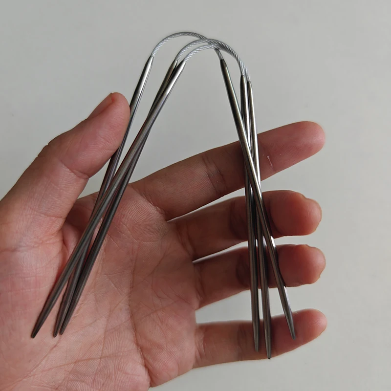 Conjunto de Agulhas de Tricô Circulares de Metal 3 peças/saco para Tricô de Bebês, Mangas e Acessórios para Meias