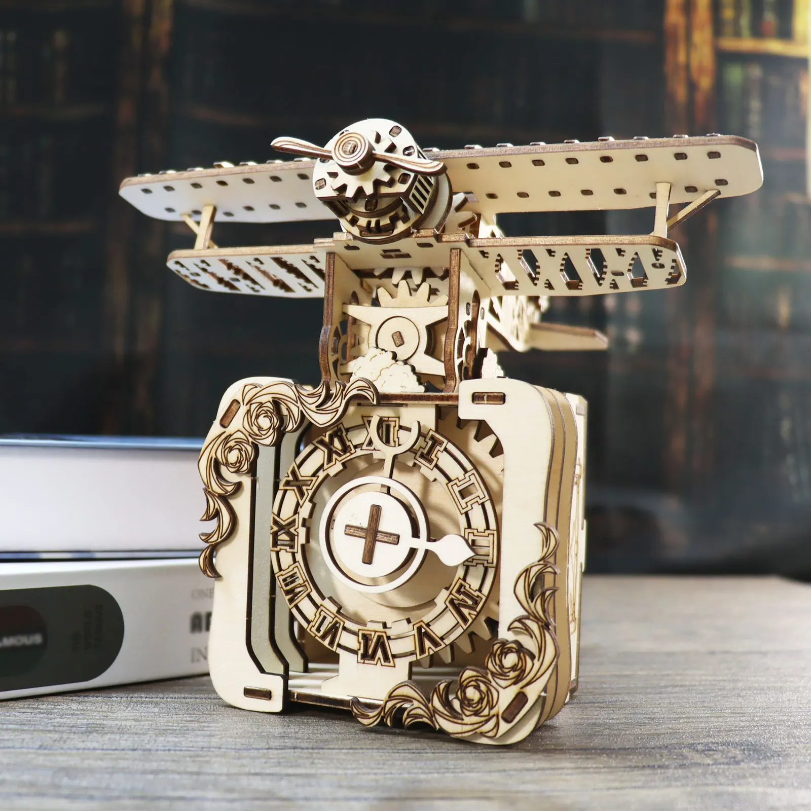 3D Wooden Airplane Music Box - DIY Craft Kit with Mechanical Parts, Handmade Assembly Model, Unique Gift for Christmas, Birthday