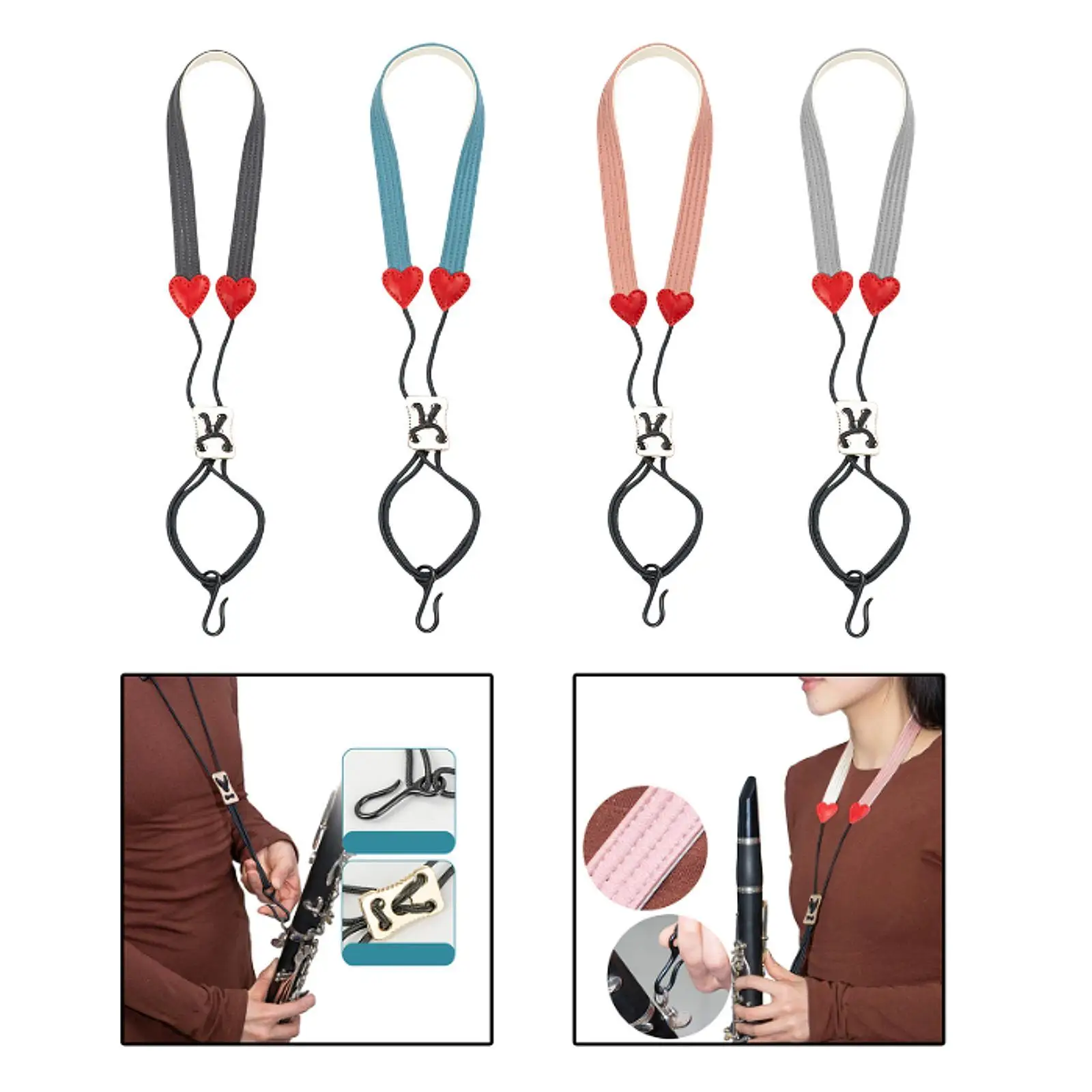 

Clarinet Neck Strap Wind Instruments Accessories Sturdy 44cm-58cm Adjustable for Kids Adults Versatile Use Instrument Harness