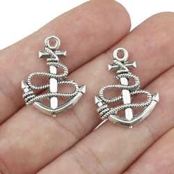 20 Pieces 19*24mm Mixed Alloy Antique Silver Color Boat Anchor Charms Bracelet Keychain Pendant Accessory For DIY Jewelry Making