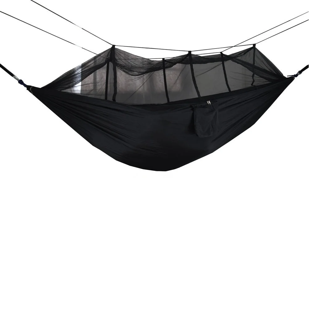 Couples Hammock Black Grey 260*140cm Blue 210T Nylon Spinning Hammock with Mosquito Nets