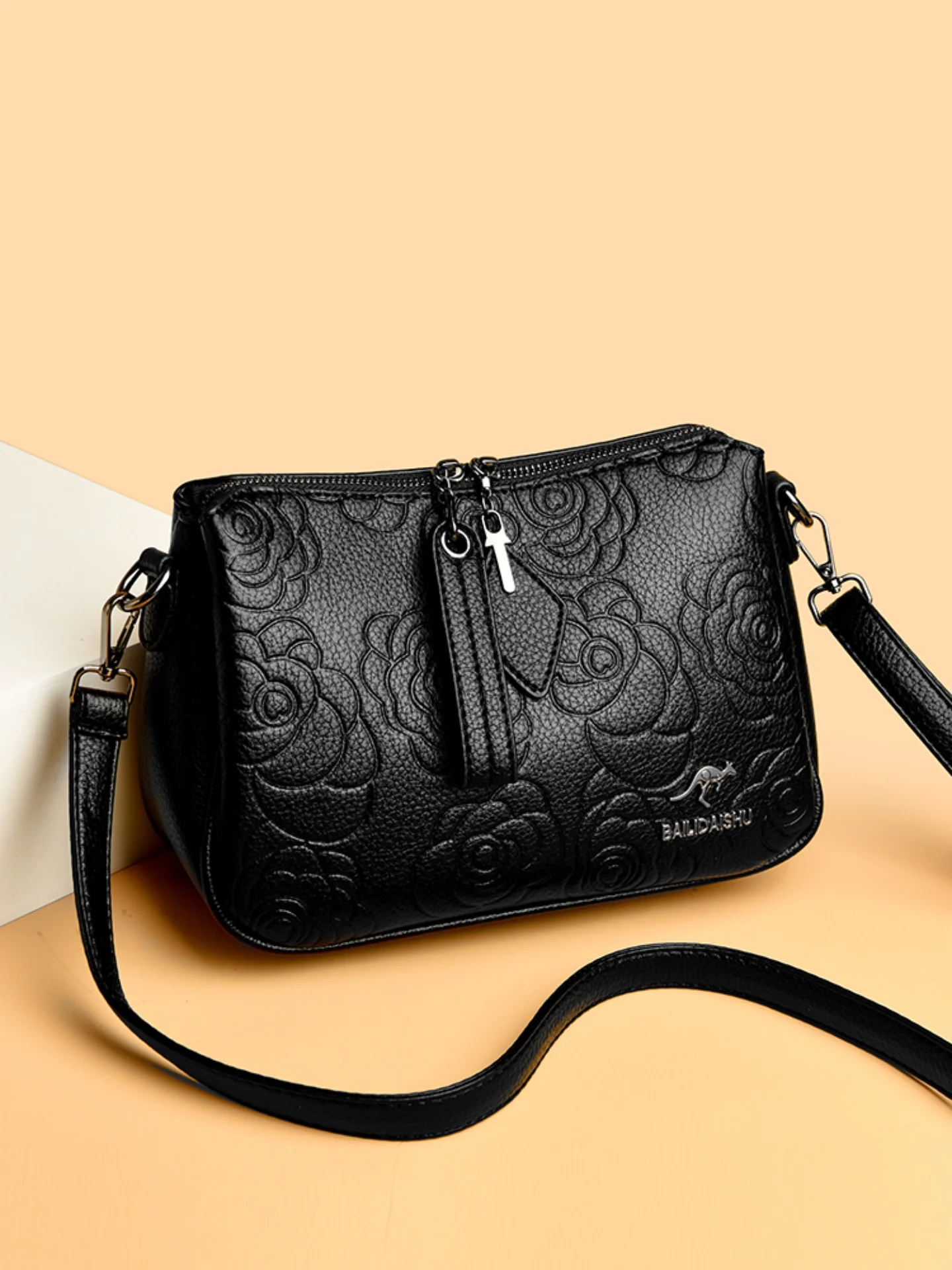 

Genuine Leather oulder Bag for Women Soft Emed Faionable Crossbody Bag Medium Size Casual Simple Sle Zipper Closure