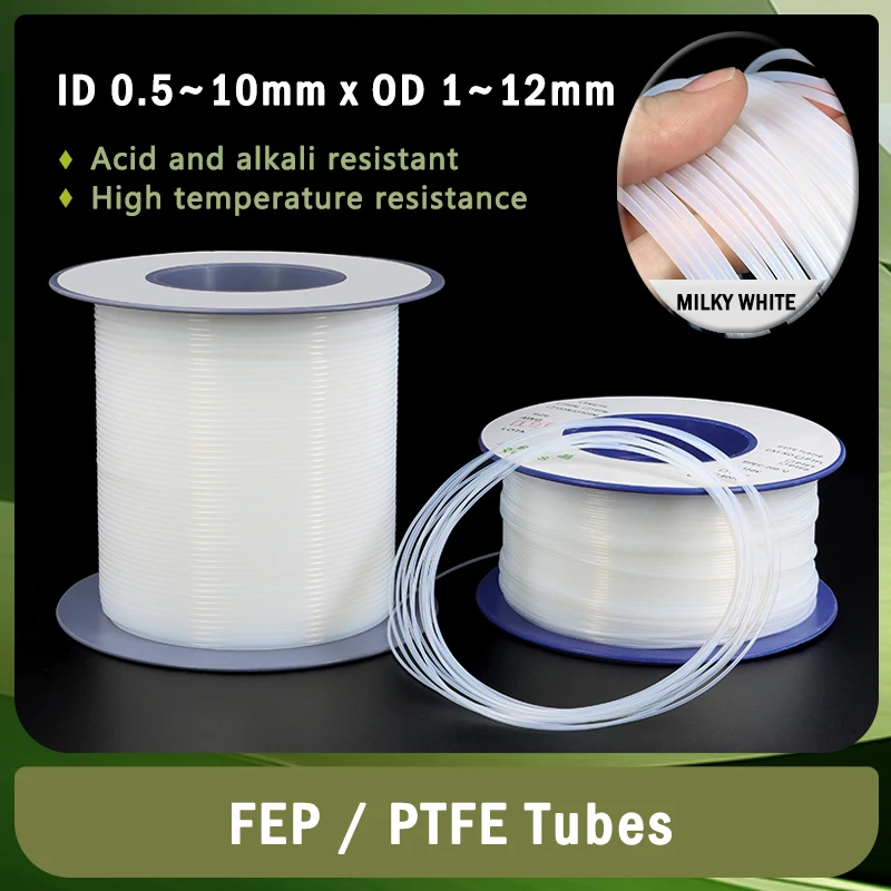 Milk White ID 0.5 1 2 2.5 3 4 5 6 7 8 10mm PTFE Tube For 3D Printer Parts Insulated Hose 600V Extruder J-head Rigid Pipe 1~10m