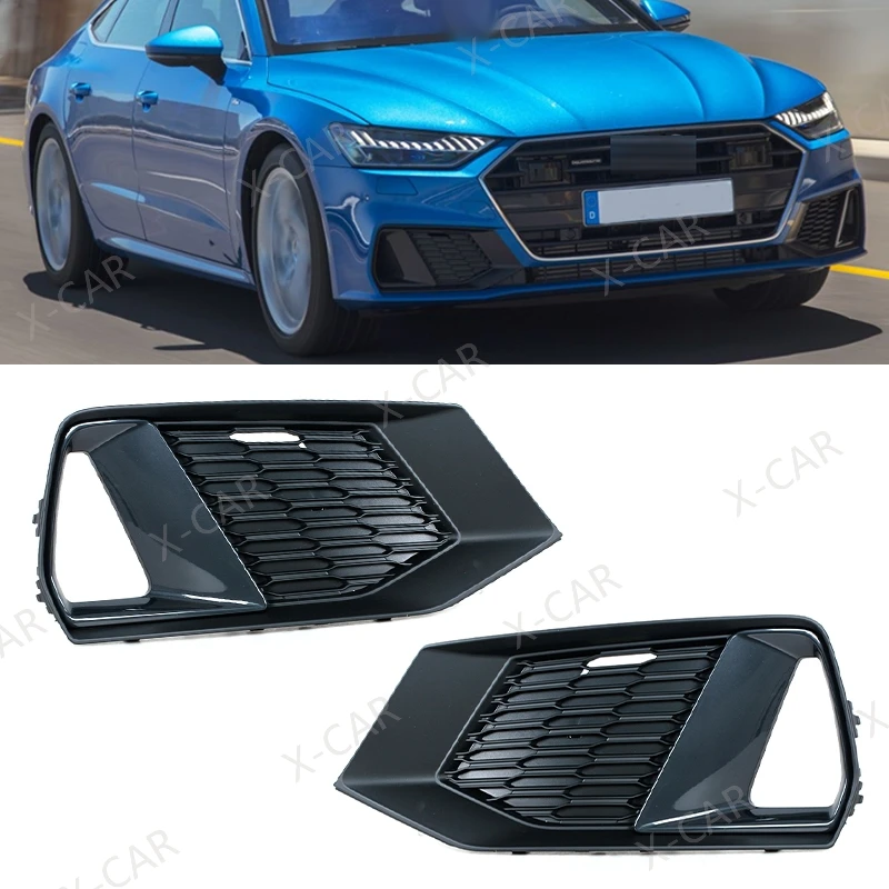 

For Audi A7 S7 2019 2020 2021 2022 2023 2024 Front Bumper Fog Lamp Light Cover Grille Hood Bezel Frame 4K8807647C 4K8807648C