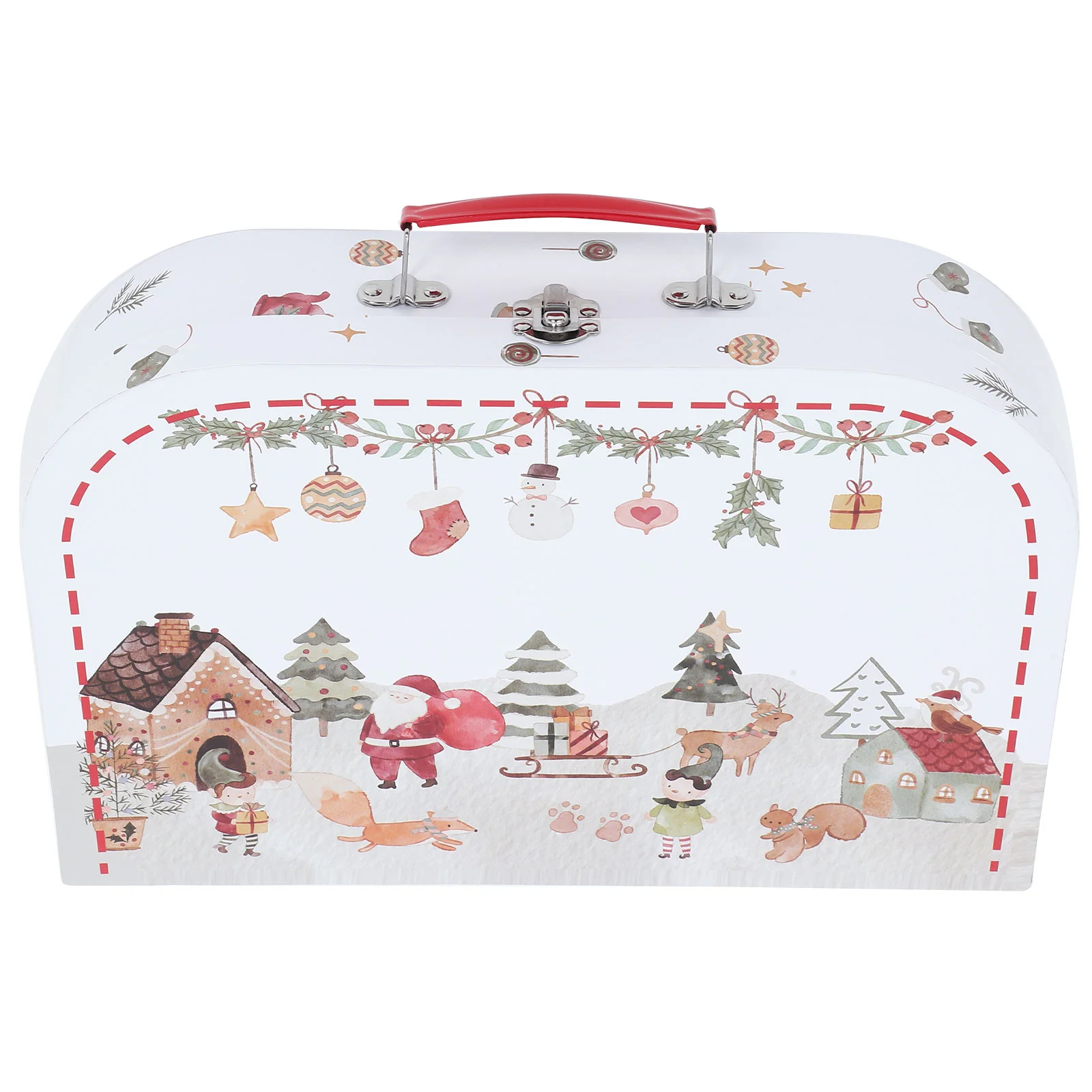 Christmas Cardboard Tote Box Small Suitcase Boxes Retro Decor Home Decoration Candy Party Favors Gift Portable Travel