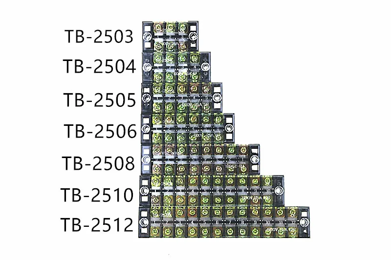 1Pcs Dual Row Screw Terminal Block Strip 600V 25A TB-2503 / TB2504 / TB2506 / TB-2508/TB-2512 Optional