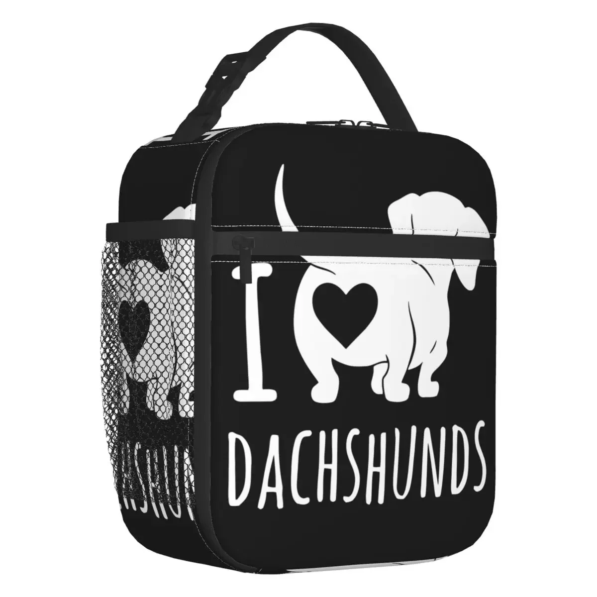 

Изолированные сумки для обеда I Love Dachshunds для женщин, барсук, сосиска, сосиска, собака, многоразовый термоохладитель, коробка для бенто, для работы, школы, путешествий