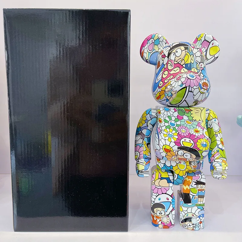 

Urban Style Block Bear Art Gift Set - Poseable Mini Figure with Stand, Home Office Desk Decor