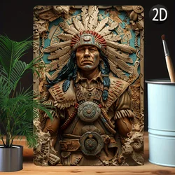 Metal Wall Art - Indian Warrior Design, High Bend Resistance for Home, Office - Unique Vintage Decor, Perfect Gift for Men