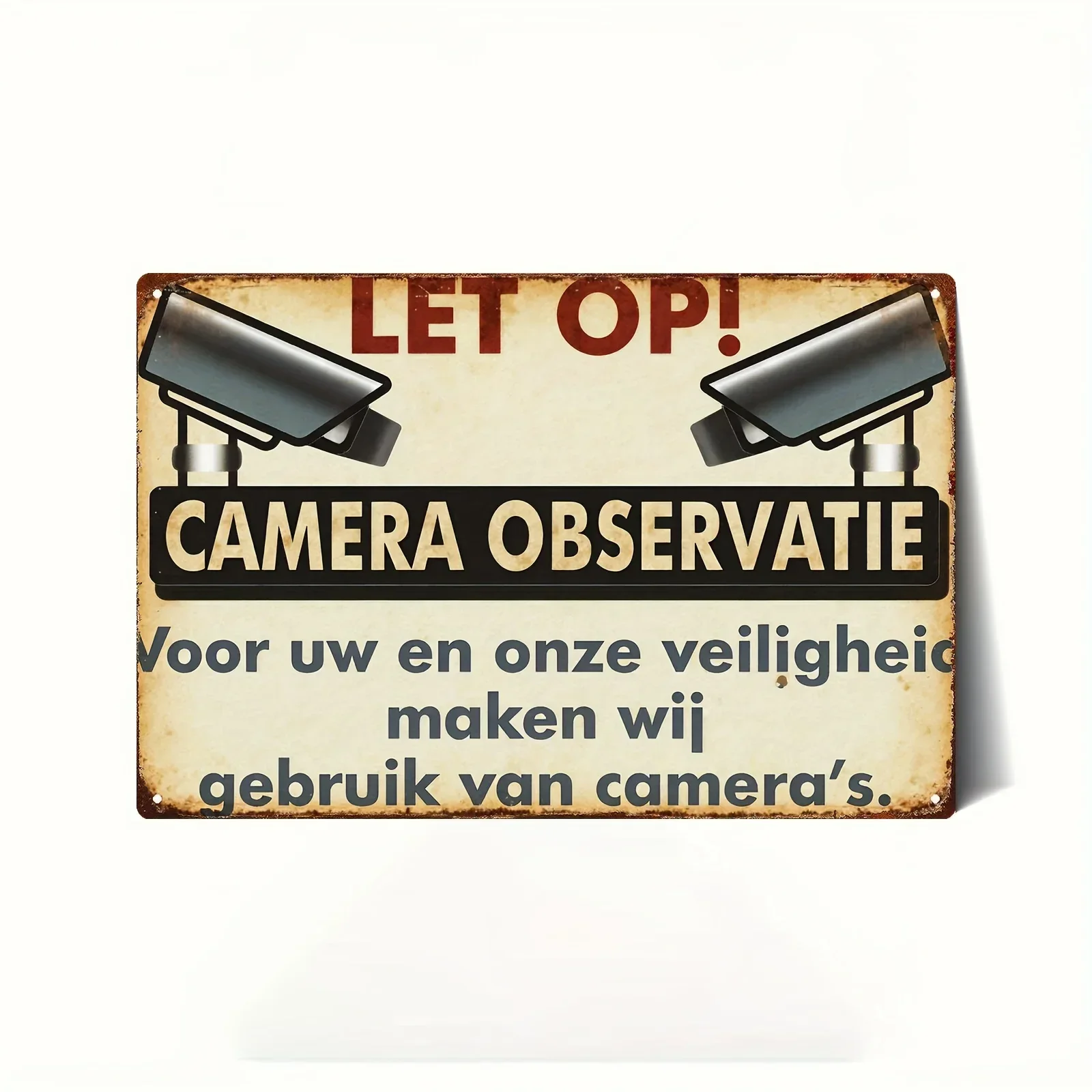 CCTV Security Camera Surveillance Metal Sign - Dutch Text 