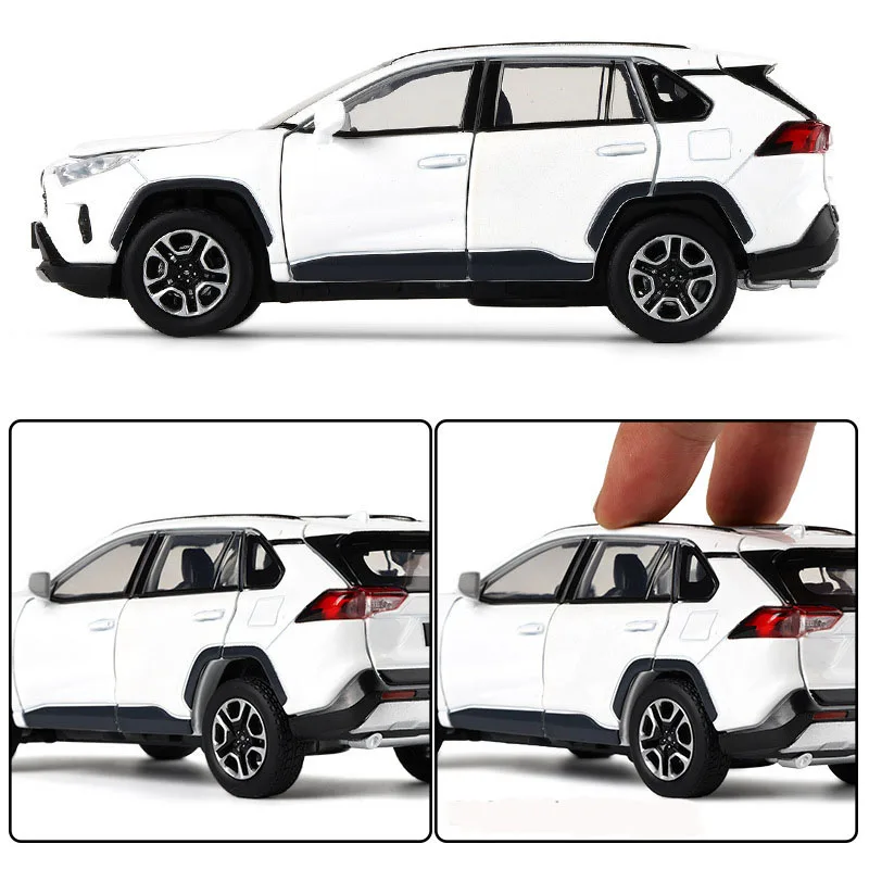 JKM 1:32 سبيكة RAV4 SUV نموذج سيارة دييكاست المركبات المعدنية نموذج سيارة محاكاة ضوء الصوت مجموعة ألعاب هدايا الأطفال