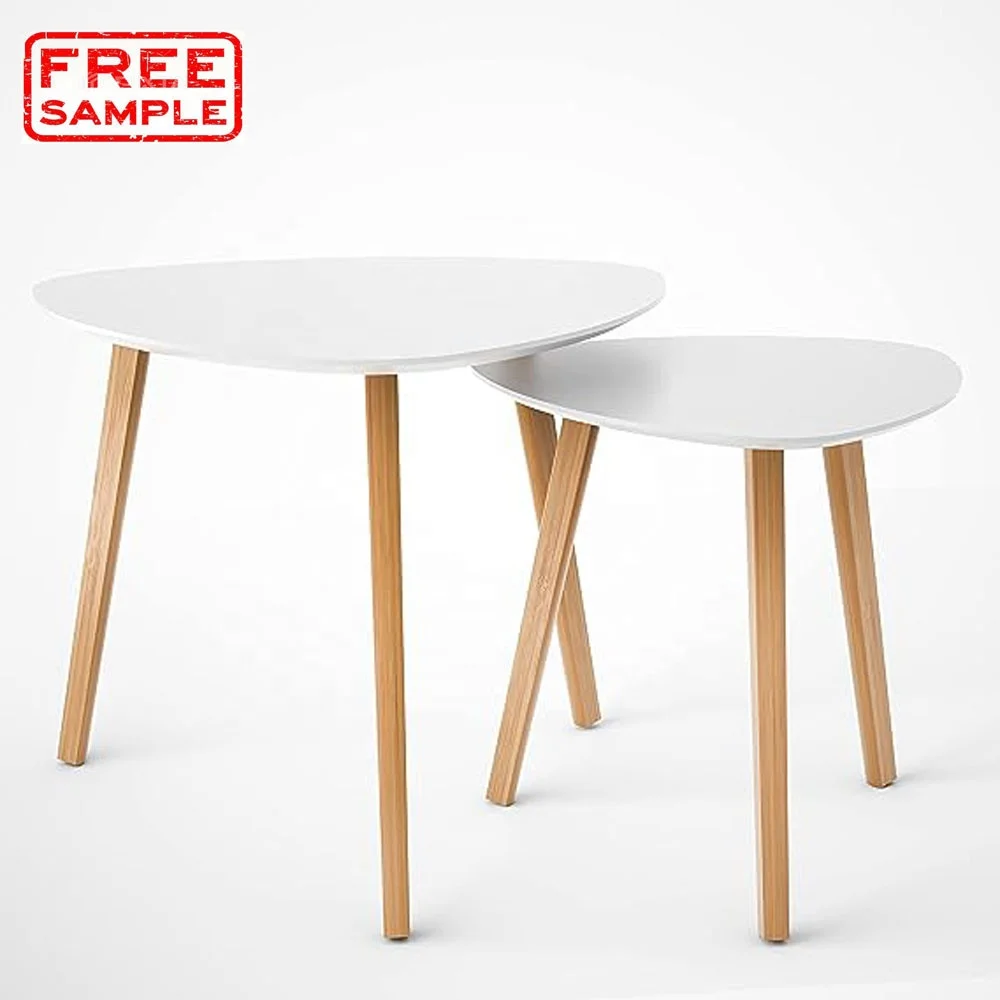 

Bamboo White MDF Wooden Set Living Room Furniture Table Coffee Bedroom Nesting Side Round Small Nesting Modern Coffee Tables