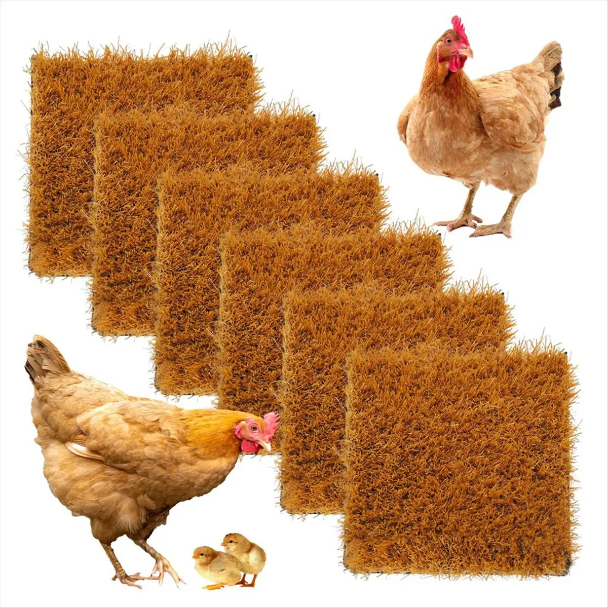 Y17A 6Pcs Washable Chicken Nesting Pads,Chickens Nesting Pads Artificial Grass Rug Reusable Hens Nest Boxes Pad