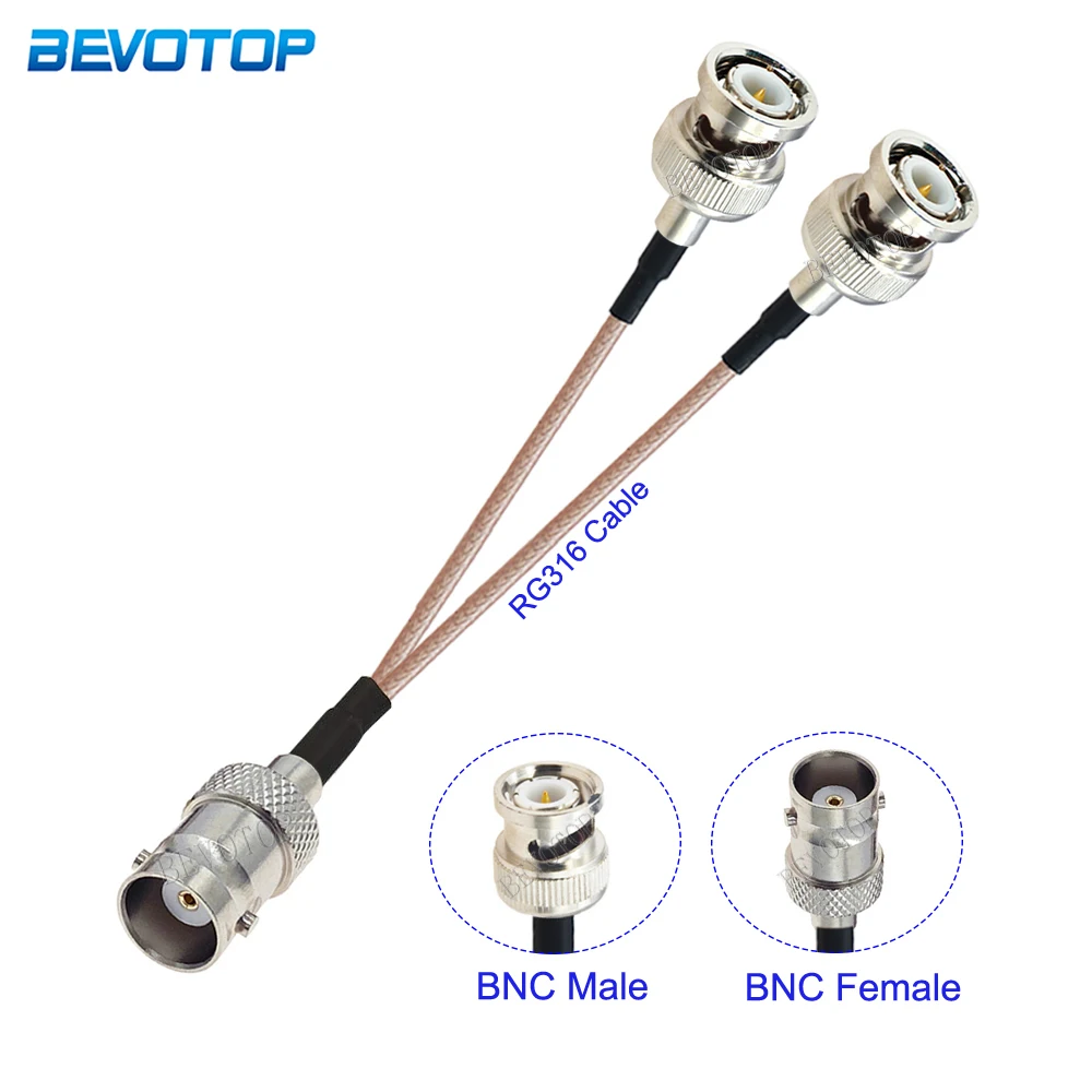 

1Pcs BNC Splitter Cable BNC Female to Dual BNC Male Plug Connector 50 Ohm V Type RG316 Extension Cable RF Coaxial Jumper Pigtail