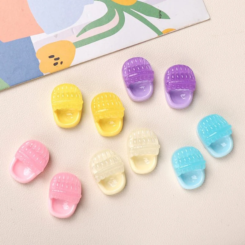 10pcs/set Cartoon DIY Resin Accessories, Luminous Slippers, Cream Glue Accessories