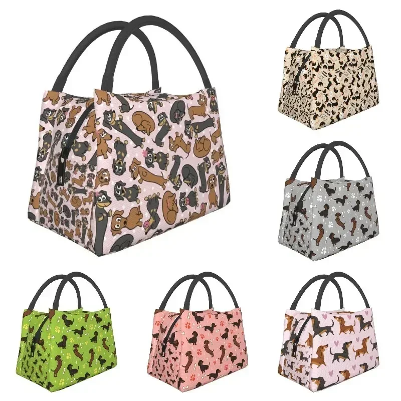 Custom Cute Dachshund Cuties Lunch Bags Women Cooler Warm Insulated Lunch Boxes for Office Travel