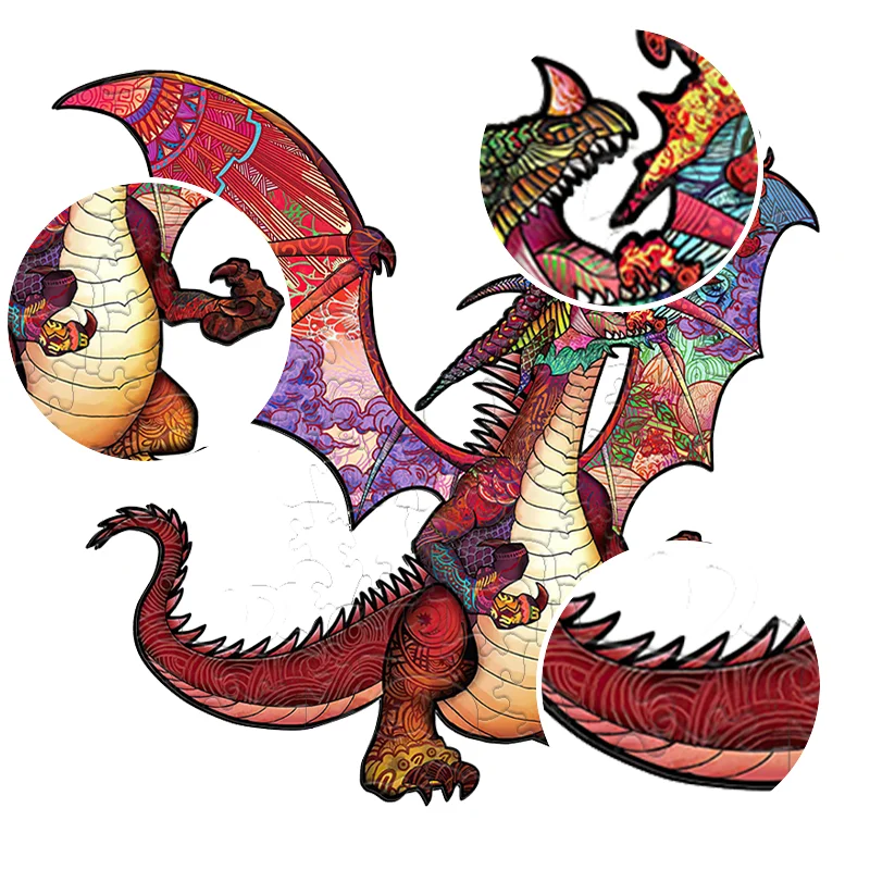 Puzzle Dragon en bois, jeu d'ambiance de fête en famille, Puzzle en bois Montessori, cadeau de vacances pour adultes et enfants