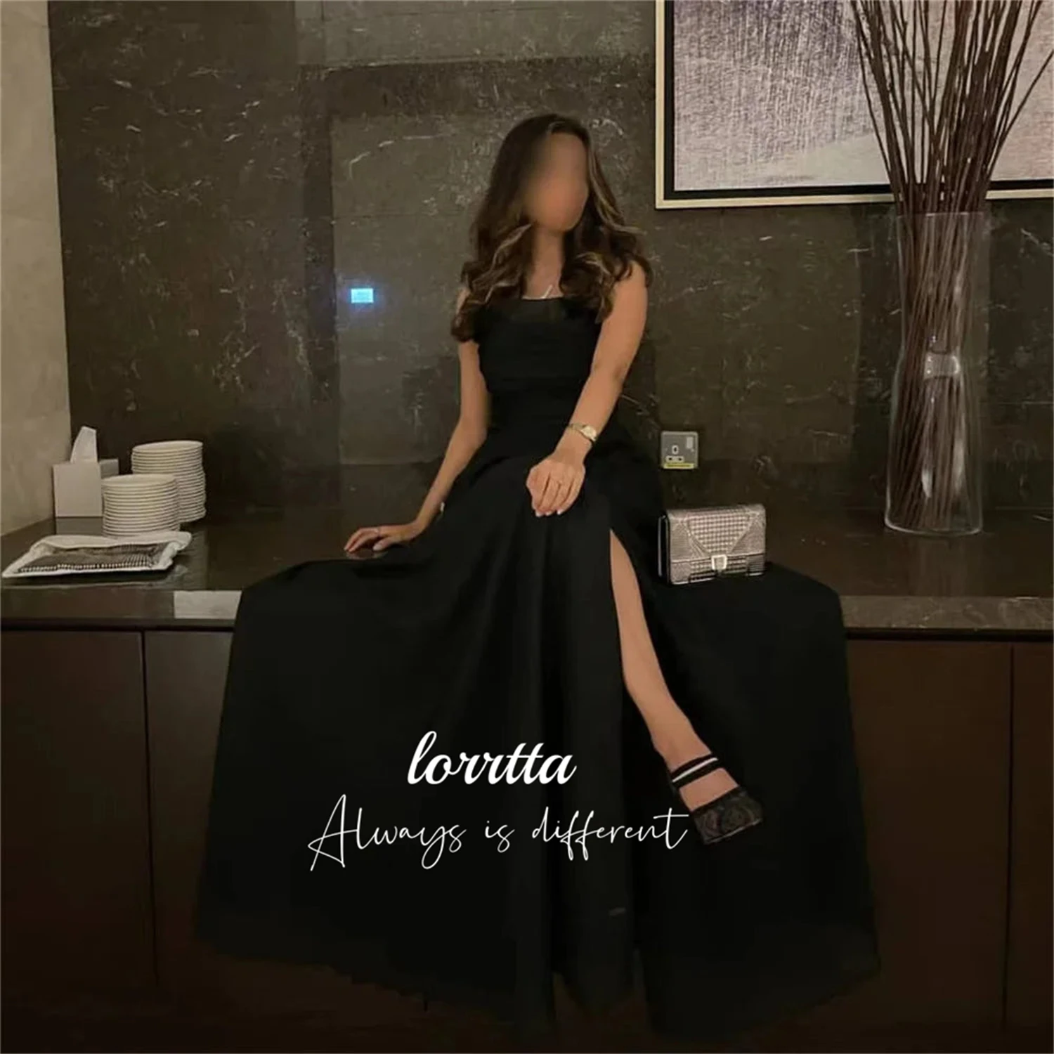 Lorrtta Glitter Yarn Evening Dress Black Elegant Party Dresses 2024 for Wedding Robe De Soiree Femmes Woman Prom Graduation Long