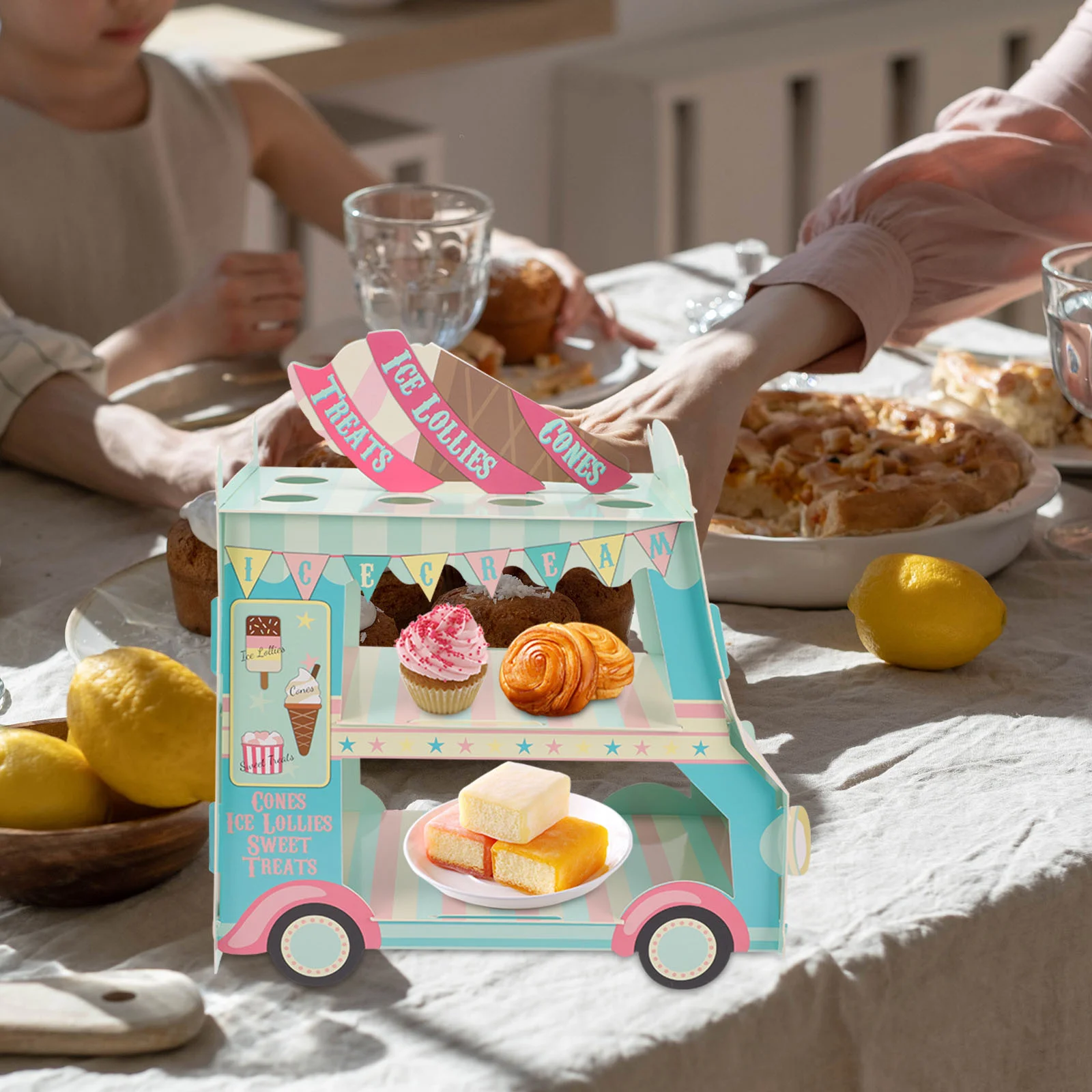 Premium Paper Car Cake Stand Display Rack Party Tray Ice Cream Truck Cupcake Holder Van Dessert Festive Supplies