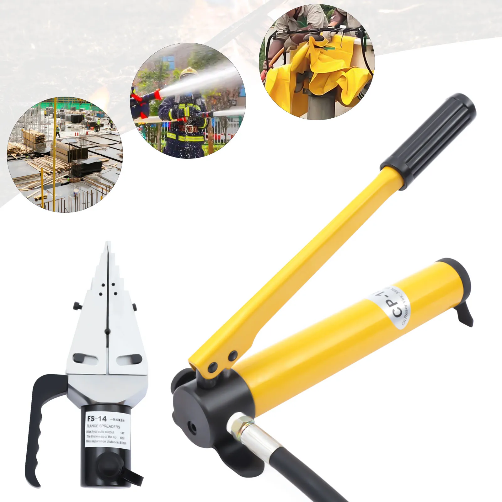 FS-14 Hydraulic Flange Spreader, Industrial Flange Separator Tool, 14-Ton Manual Pump, 81mm Max Separation with Stepped Block ﻿