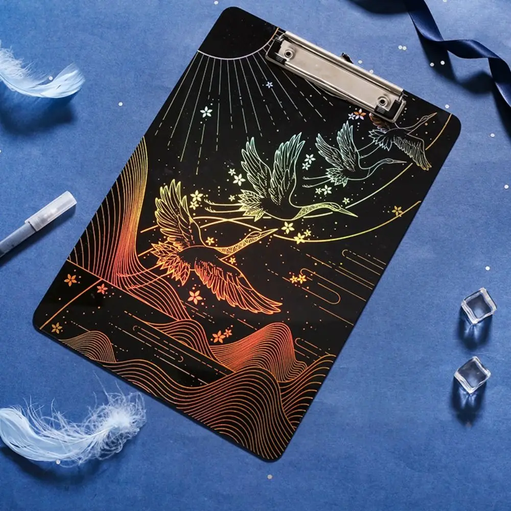 With Low Profile Gold Clip Laser Gilding A4 File Folder Document Folder Paper Organizer Writing Clipboard