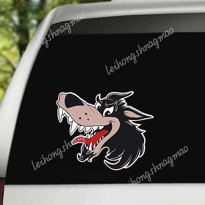 Whl #   مضحك كبير سيئة الذئب على شكل ملصقات السيارات الوفير ويندوز الزجاج الأمامي دفتر مقاوم للماء اكسسوارات السيارات ملصقات الفينيل
