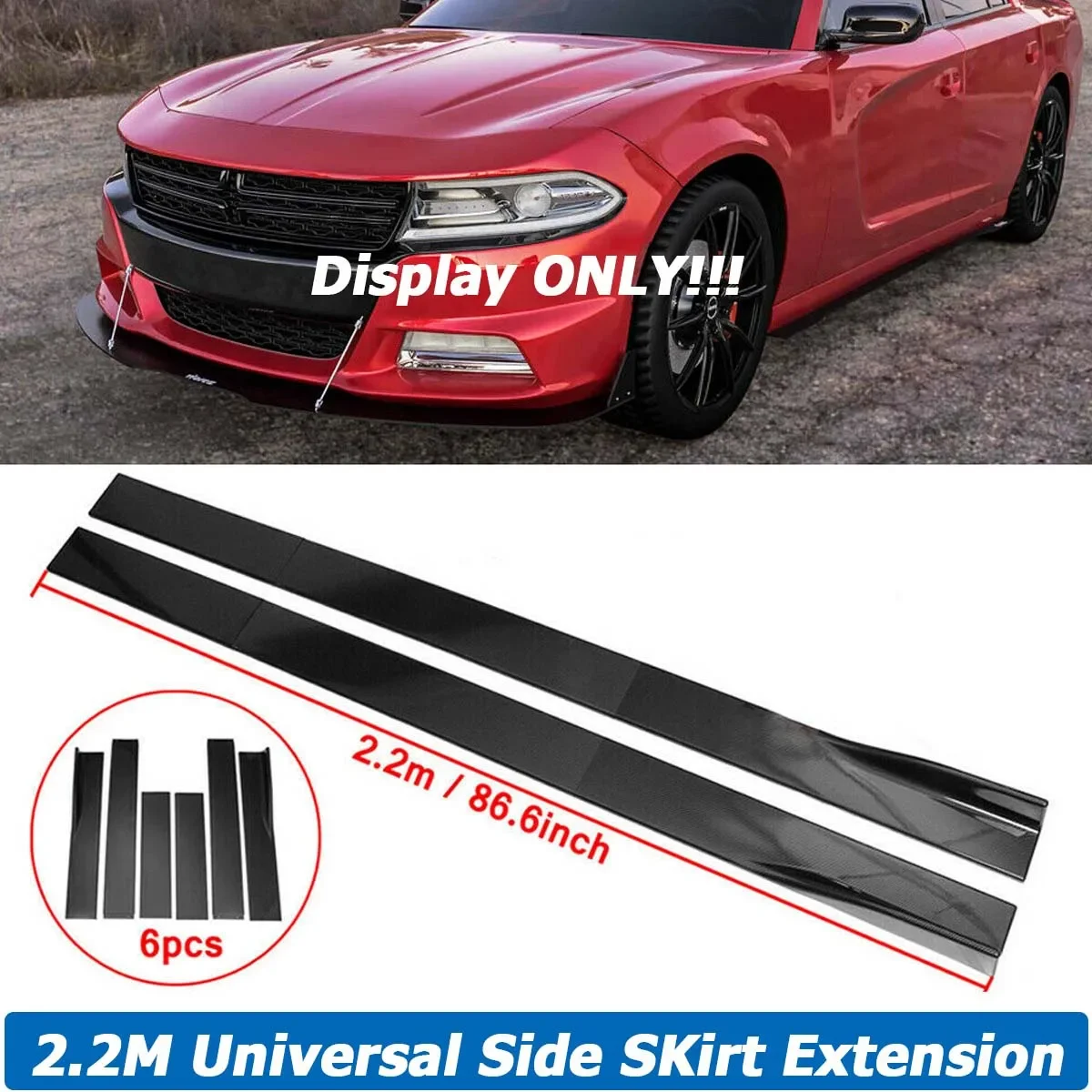 2.2M Side Skirt Universal For Dodge Challenger Charger RT SRT SXT Extension Apron Splitter Winglet Body Kit Car Accessories