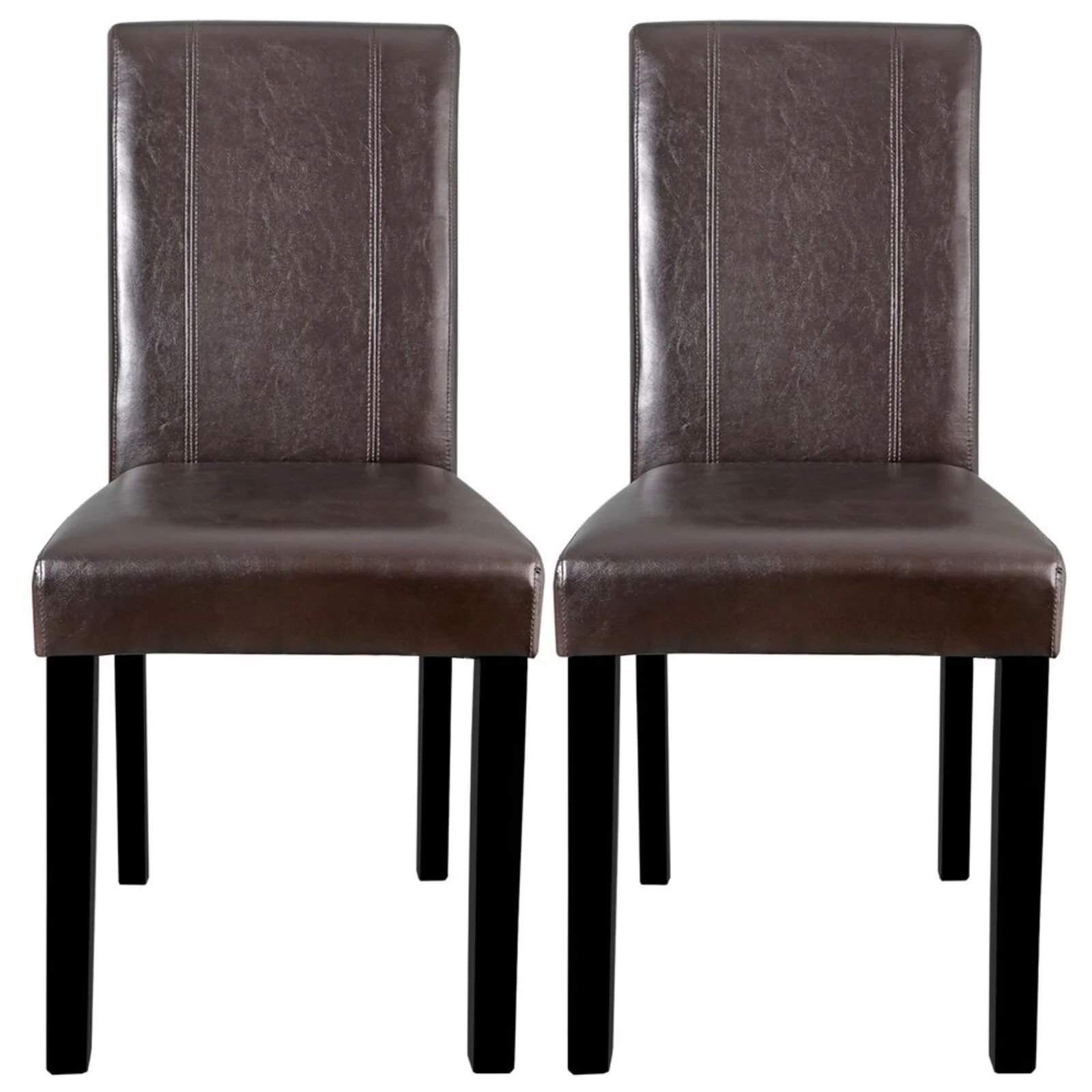 

Set of 2 Dining Parson Chair Armless Kitchen Room Brown Leather Backrest Elegant United States