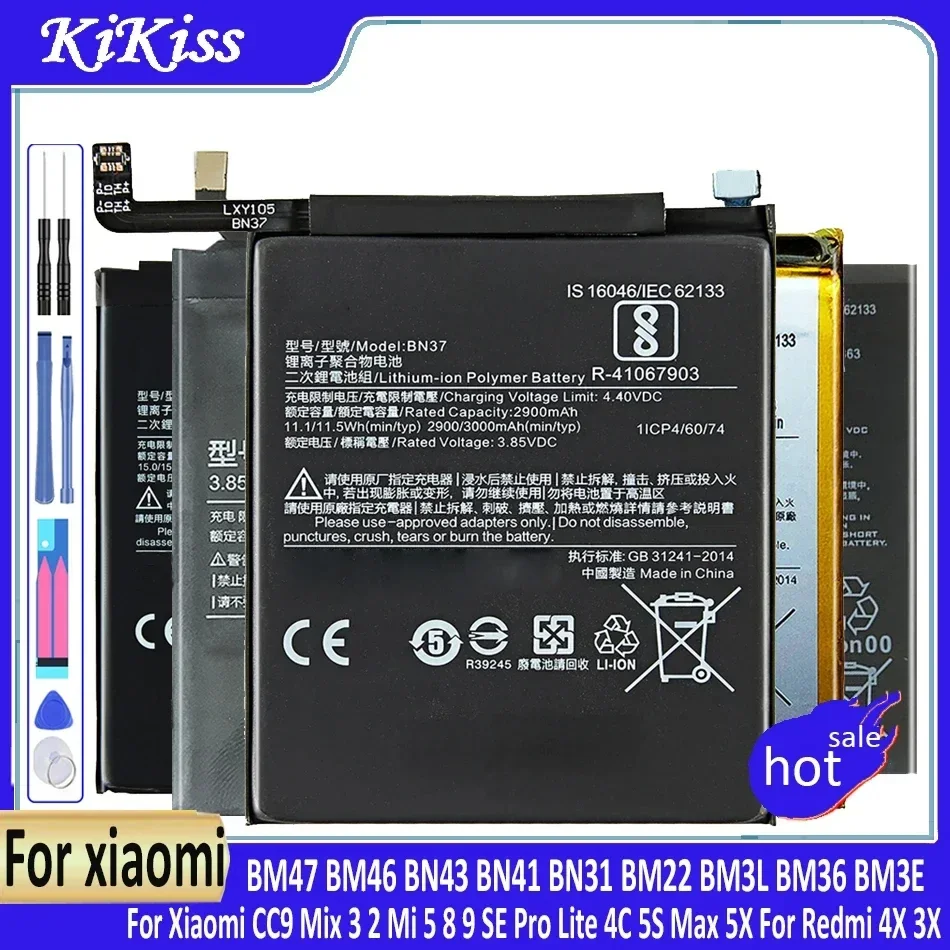 BM47 BM46 BN43 BN41 BN31 BM22 BM3L BM36 BM3E Battery For Xiaomi CC9 Mix 3 2 Mi 5 8 9 SE Pro Lite 4C 5S Max 5X for Redmi 4X 3X