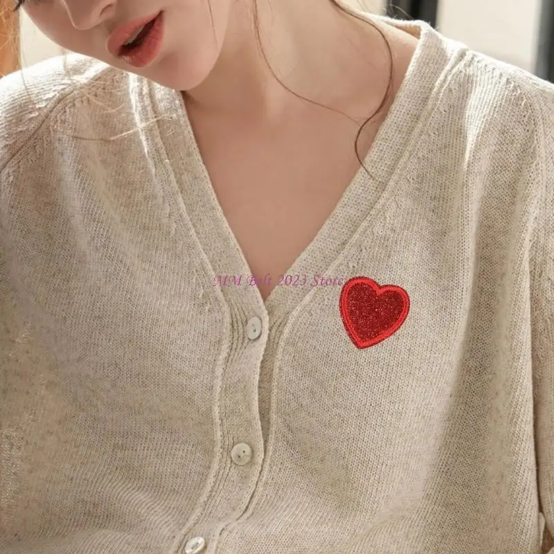 

49ME Delicate Sequins Heart Sew Patches Trimmings Applique Wedding Gown DIY