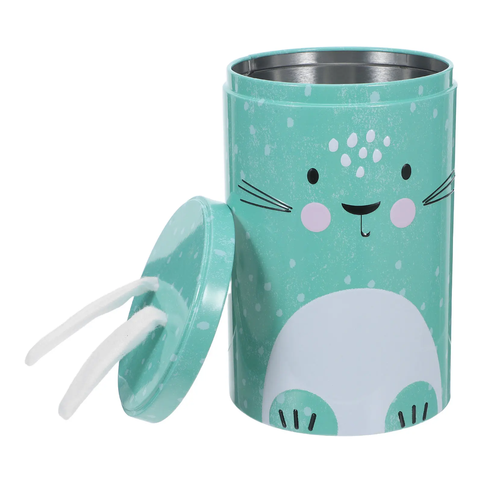 Easter Bunny Shape Candy Jar Purple 6.3x4.13x4.13in Tinplate Candy Storage Box Airtight Seal Decorative Cookie Container Kitchen
