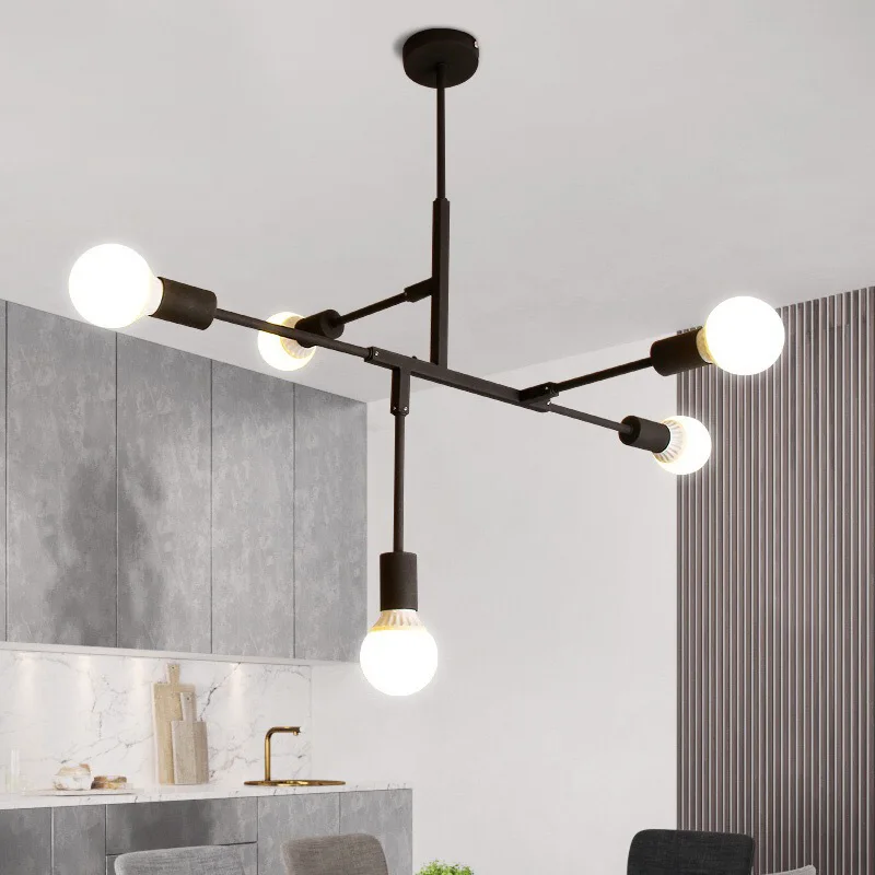 Wrought Iron LED Chandelier Retro Industrial Ceiling Lamp Light Living Room Dining Room Modern Decor Home Lighting Fixture