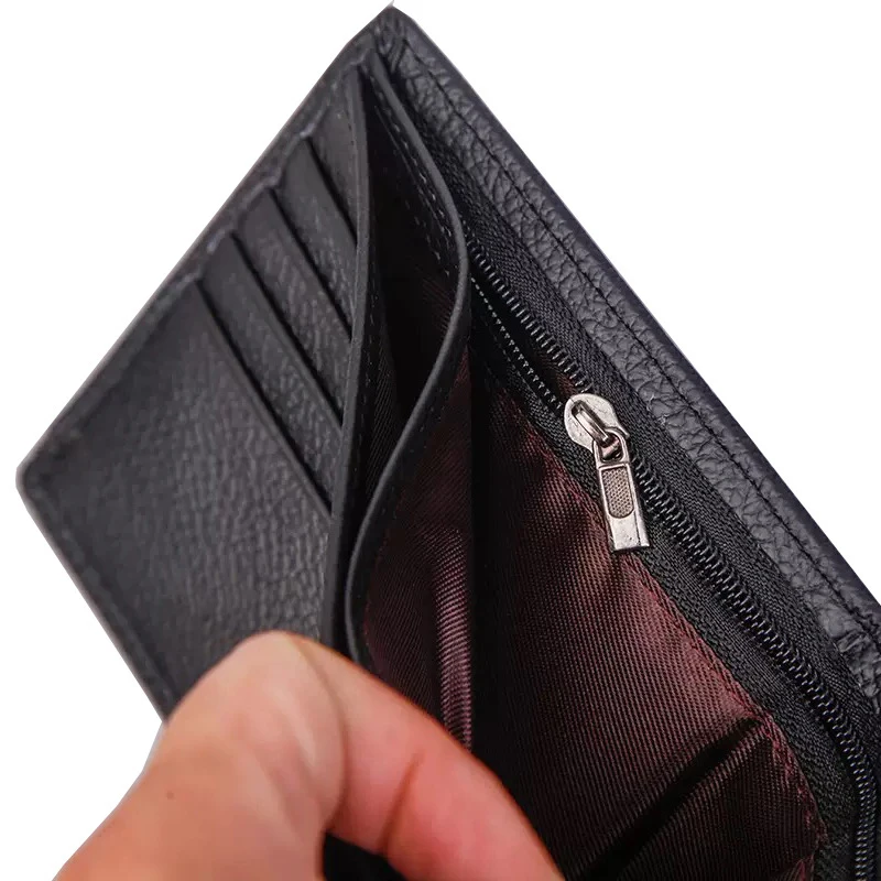 Herren-Geldbörse aus echtem Leder, dreifach faltbar, großes Fassungsvermögen, Kartenhalter, Münzgeldbörse, neuer Stil, Geldklammer für Männer – Detail 12