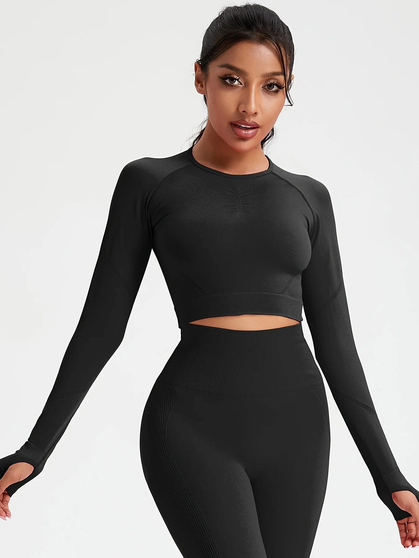 Women Seamless Yoga Shirts Crop Top Long Sleeves Shirts For Women Yoga Sports Fitness Gym Clothing Workout Tops Sports Shirts