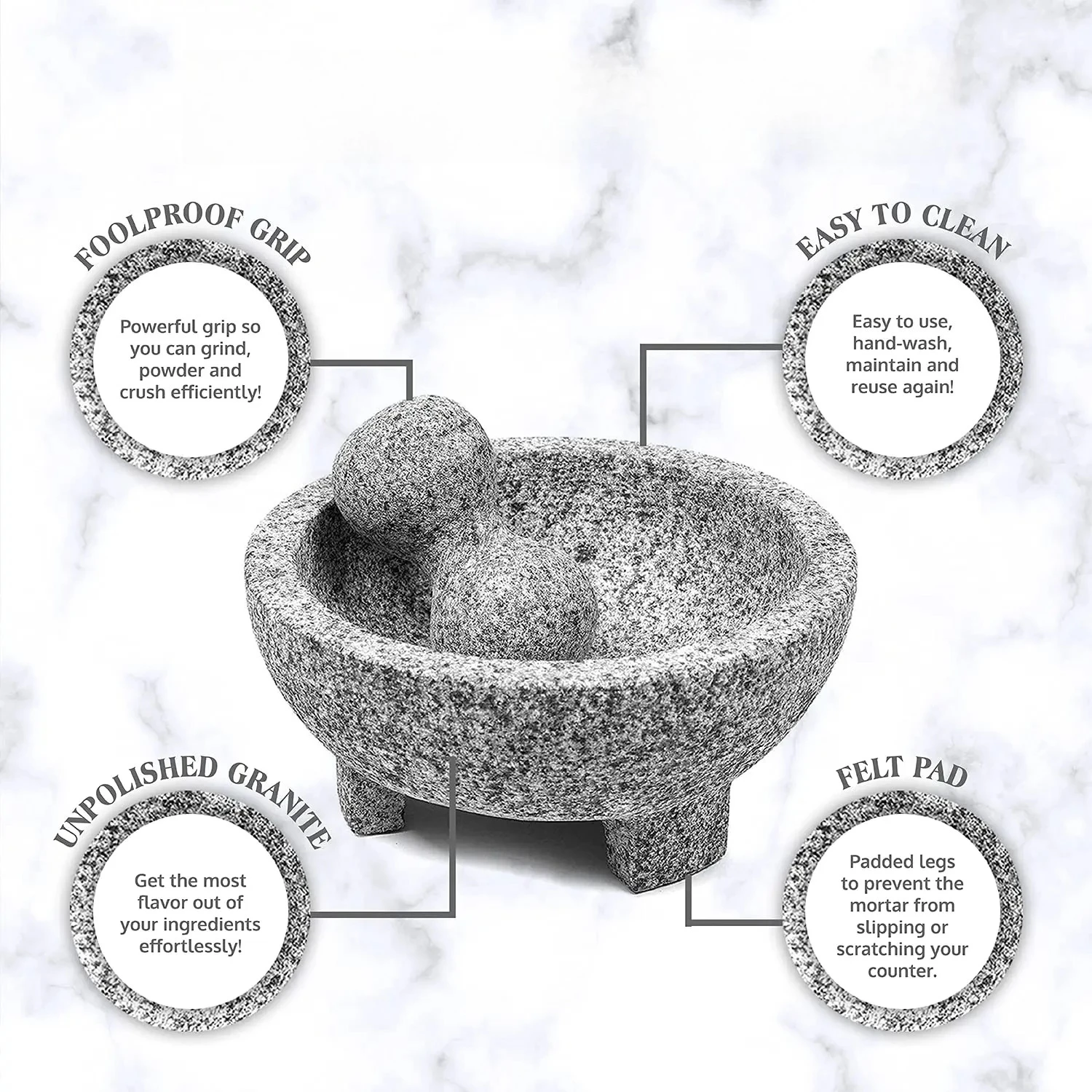 Granit-Mörser-und-Stößel-Set,  – Mortar Pestle Granite Bewertung und Preis