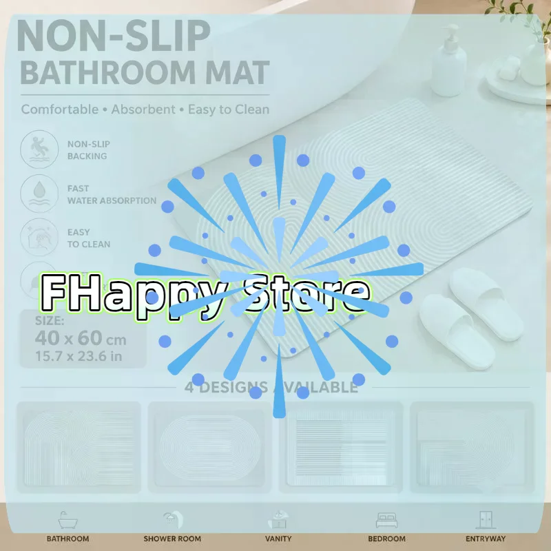 [MA]Beige Striped Diatomite Bath Mat Quick Dry Absorbent Non Slip Backing For Bathroom Entrance[MA]