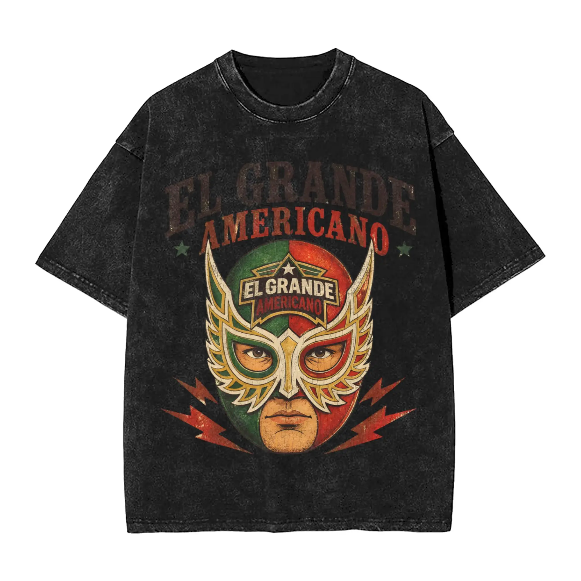 Summer El Grande Americano Pro Wrestling  Washed Shirt Outfit Oversize T-Shirts  Men Women Tee Shirt