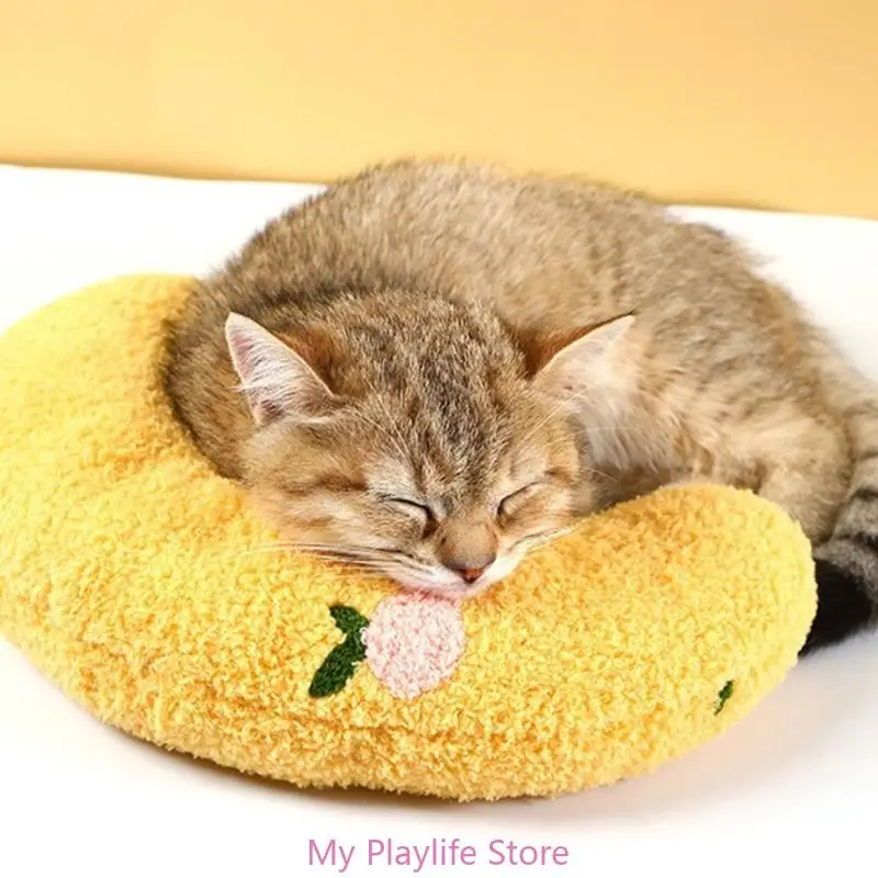 2 Pcs Cat Chewing Toy Cute Pillow Soft Headrest Cats Chew Toy Stuffed Plush Headrest Cat Toy Stuffed Cuddlers