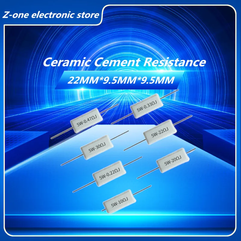 10/Pcs 5W  Ceramic Cement Resistance 5% 0.1 ~ 100K 0.1R 0.5R 1R 10R 100R 0.2 0.33 0.47 0.51 1 2 5 8 10 18 20 25 30 100 1K 10Kohm