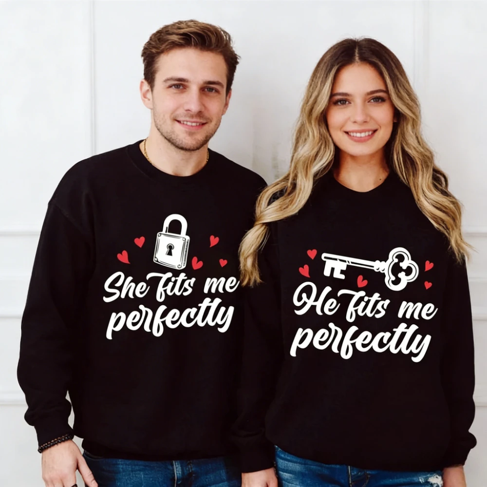 

Одинаковая одежда для пар на День святого Валентина, одинаковая одежда для мужа и жены, пуловер на день Святого Валентина, креативный дизайн, праздничные костюмы